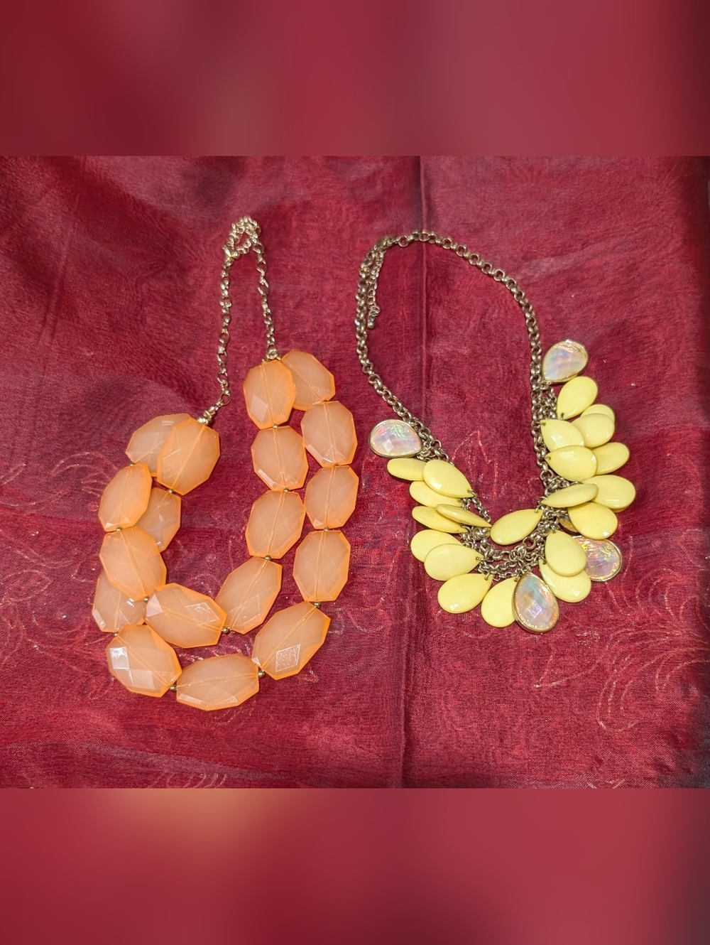 2 statement necklace in Orange and Yellow